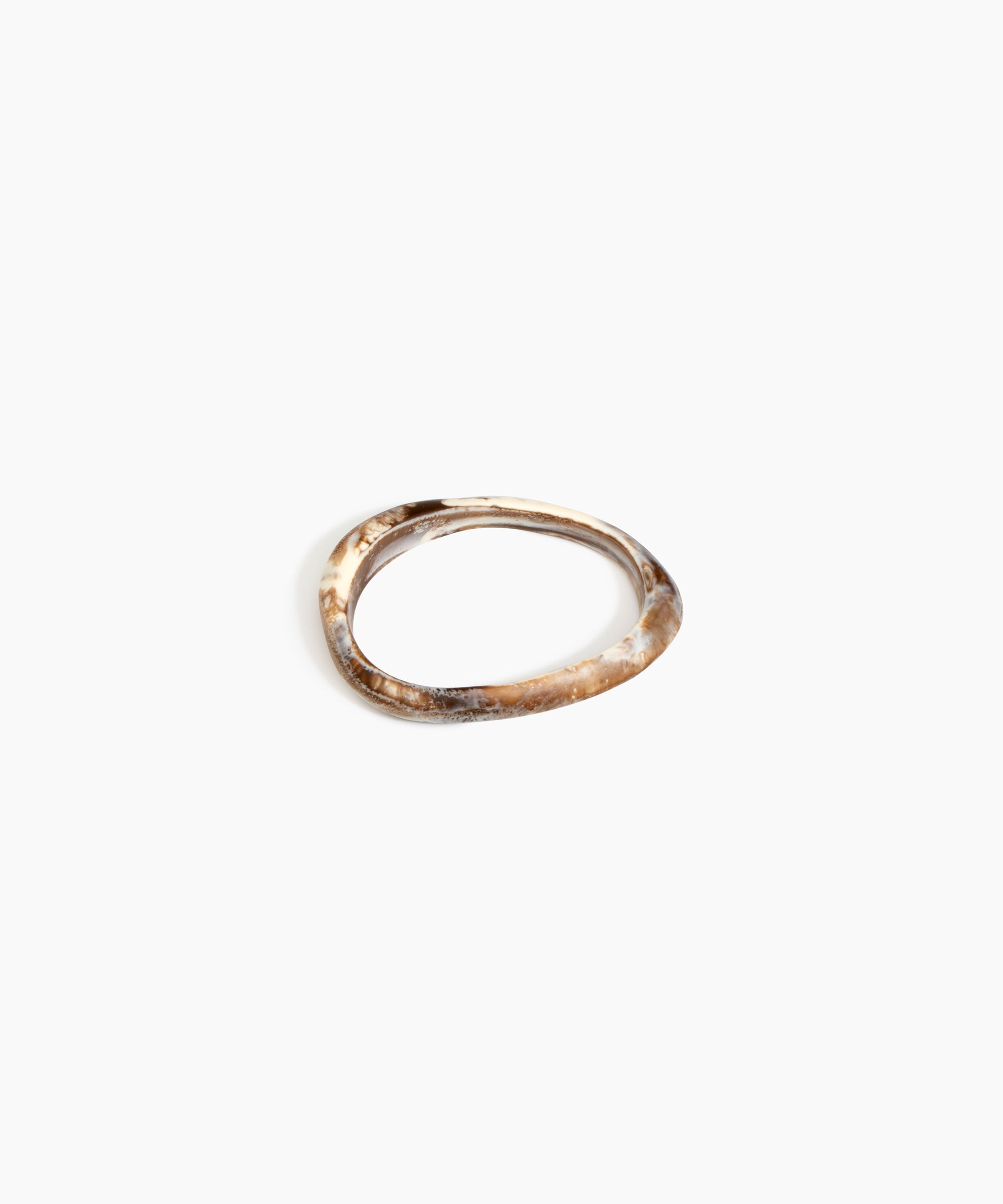 Rock Wishbone Bangle Wide in Cappuccino by Dinosaur Designs, hand-cast resin