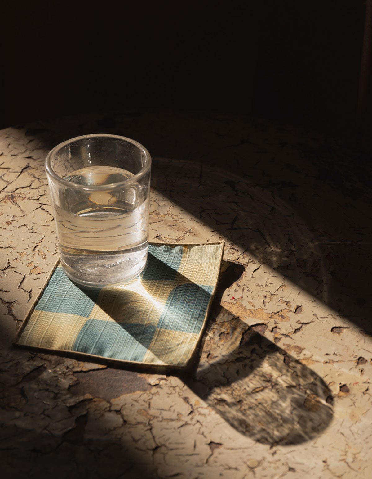 Checker Cocktail Napkin in Sky, styled