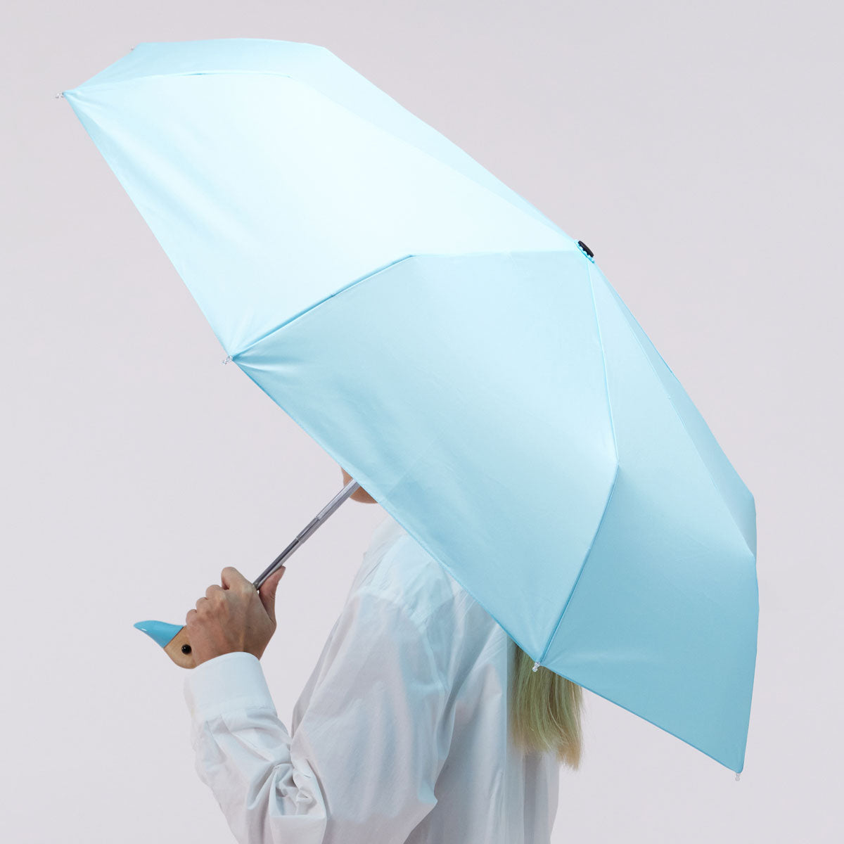 Original Duckhead Duck Umbrella in Popsicle Blue, open side on