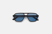 RETROSUPERFUTURE Maneval in Black Cat, striated black acetate with blue Zeiss lenses