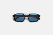 MM6 Maison Margiela Lunettes 7 sunglasses in Noir Azure, black acetate with azure lenses and cut-out bridge