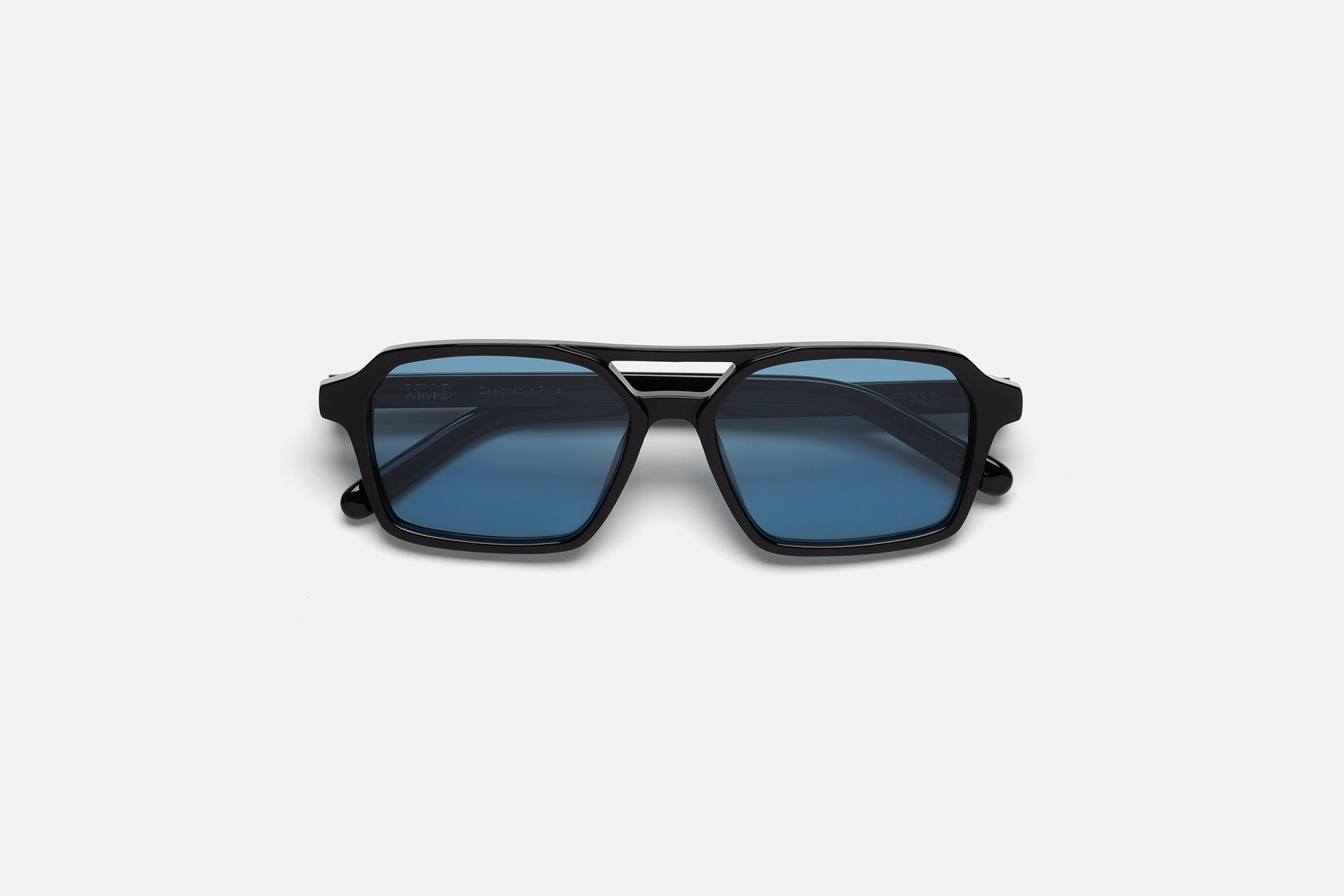 MM6 Maison Margiela Lunettes 7 sunglasses in Noir Azure, black acetate with azure lenses and cut-out bridge