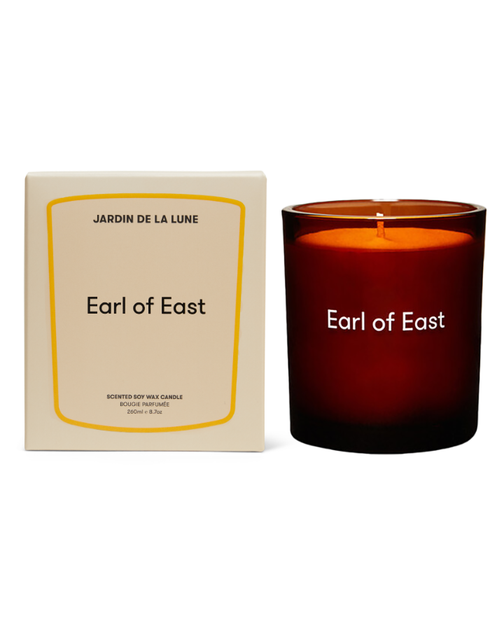 Earl of East Jardin de la Lune candle in amber glass with its boxed sleeve