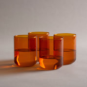 Set of 4 Glass Cups - Amber