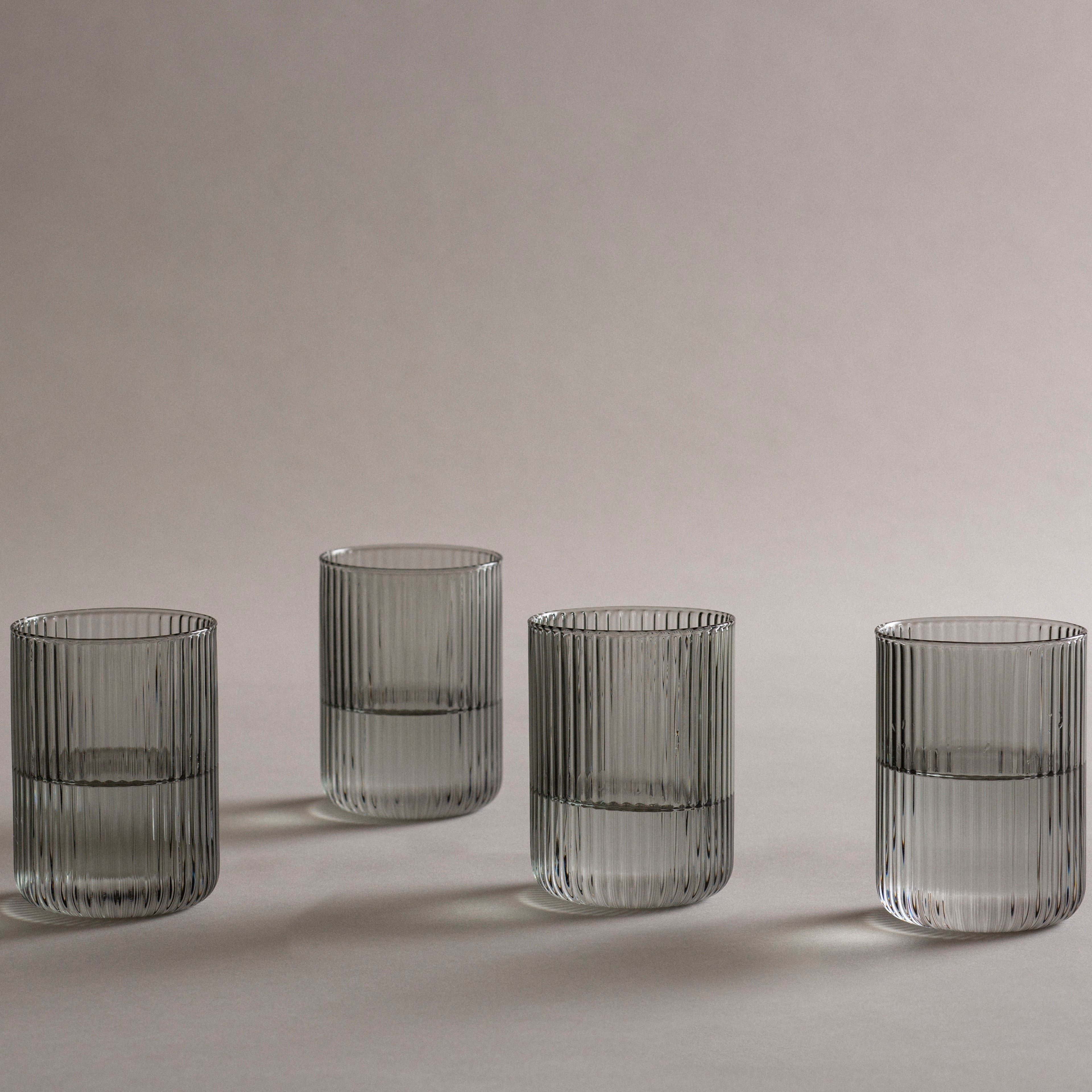 Set of 4 Glass Cups - Smoke