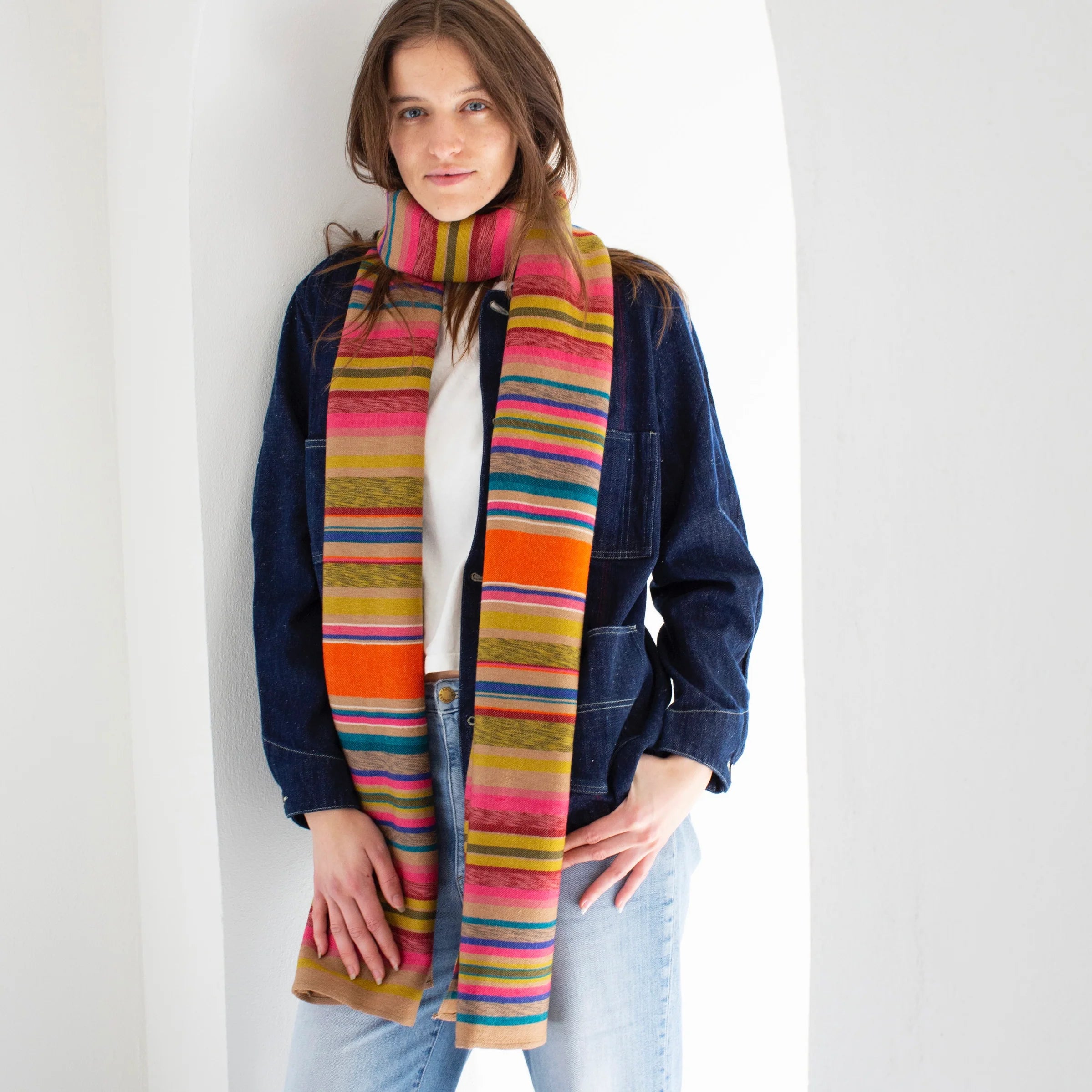 GarzaMarfaDesertScarf-OrangeModel.webp