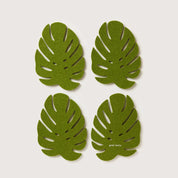 Merino Wool Monstera Leaf Coaster Set