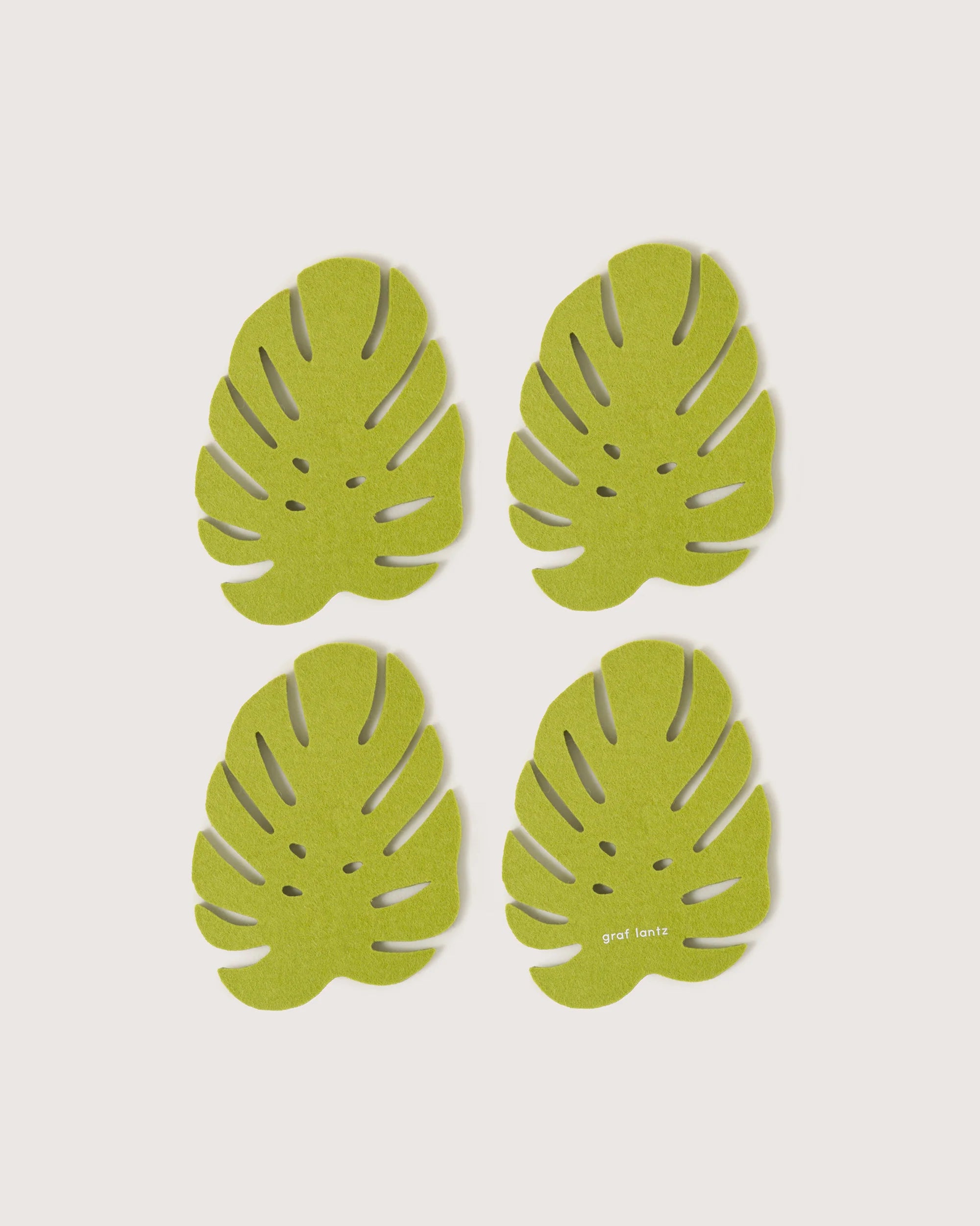Merino Wool Monstera Leaf Coaster Set
