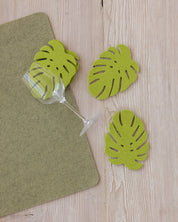 Merino Wool Monstera Leaf Coaster Set