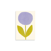Moglea Dahlia pad, a lavender round bloom with olive leaves riso printed on cream