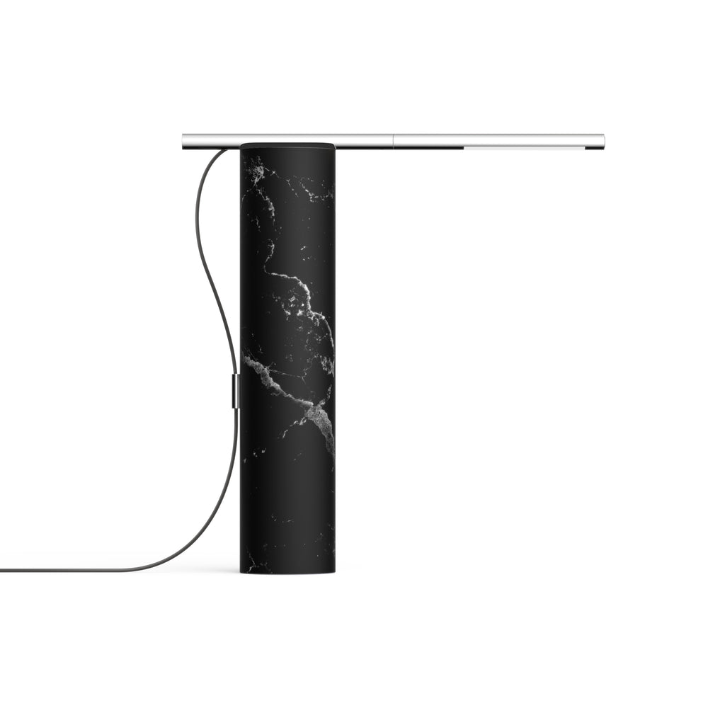 T.O Table lamp, Black Marquina base with chrome arm