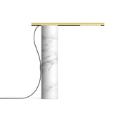 T.O Table lamp, White Carrara base with brass arm