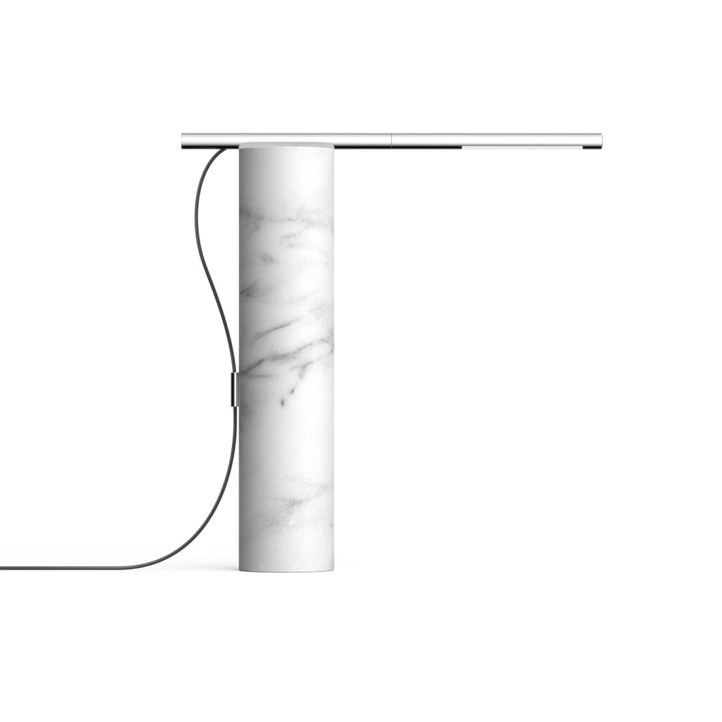 T.O Table lamp, White Carrara base with chrome arm