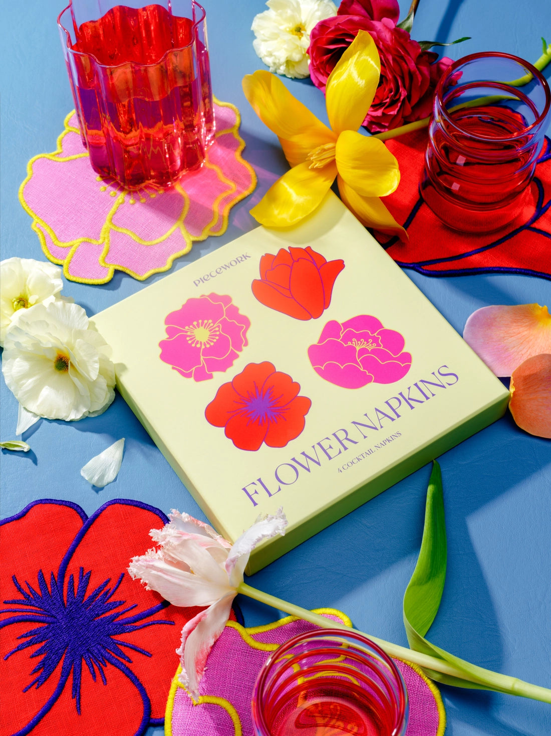 Flower Cocktail Napkins - Set of 4