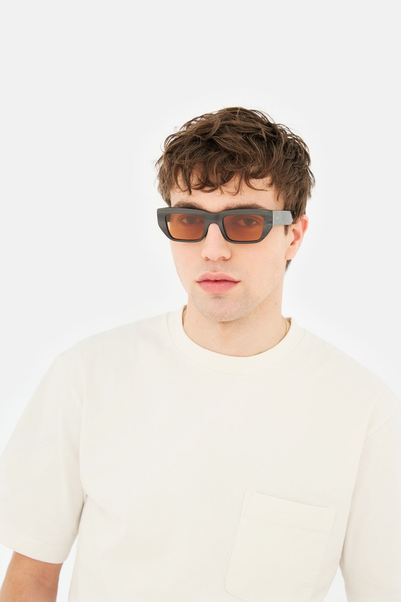 Model wearing Ra in Black Cat, side view