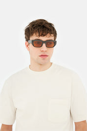 Model wearing Ra in Black Cat, fourth view