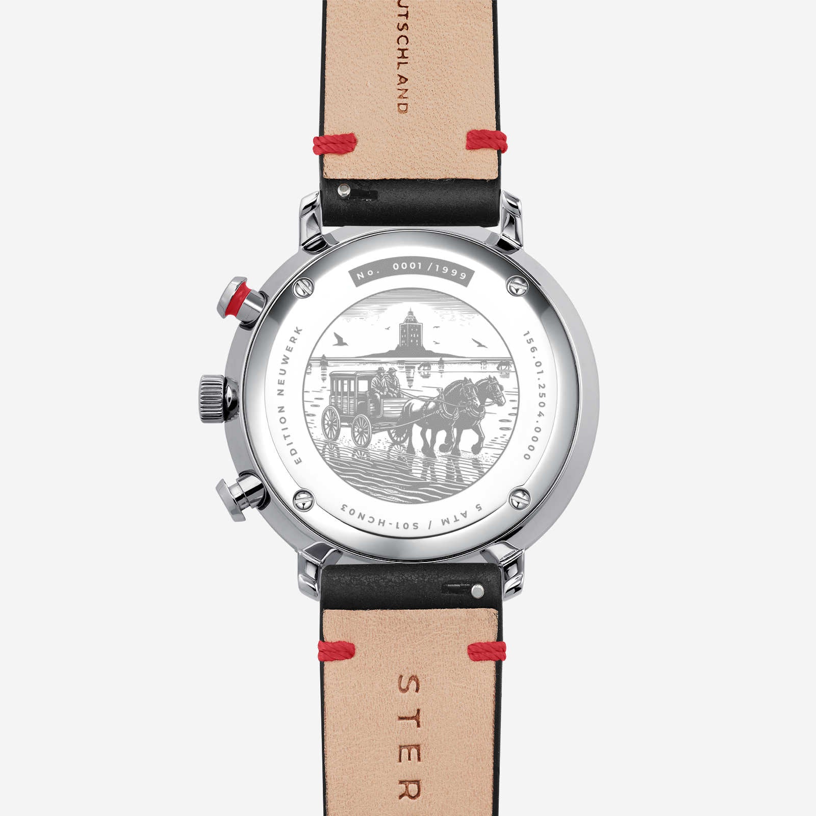 Engraved caseback of the Hamburg Chronograph Edition Neuwerk