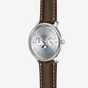 Naos Moonphase in Moon Silver at a three-quarter angle
