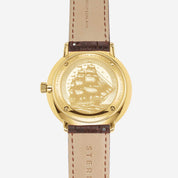 Caseback of the Hamburg Automatic Edition Marine with maritime engraving