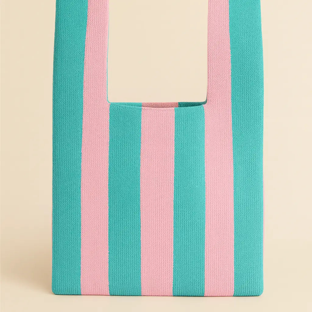 Pink Classic Stripe Knitted Bag