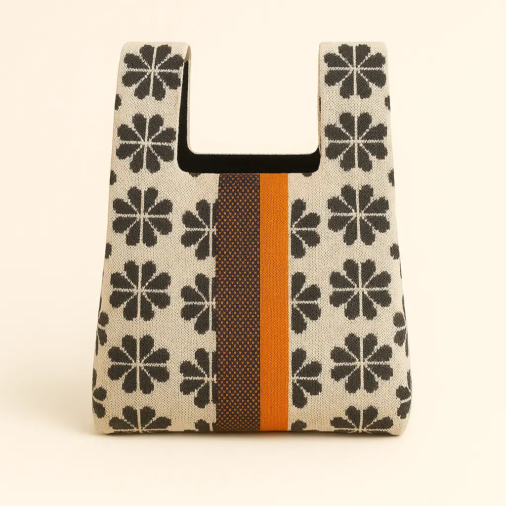 Beige Heritage Bloom Knitted Bag