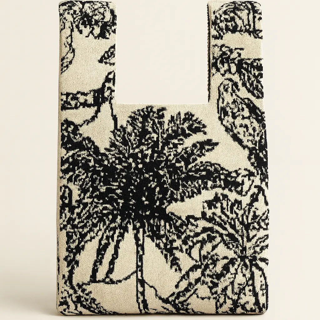 Black Palm Postcard Knitted Bag