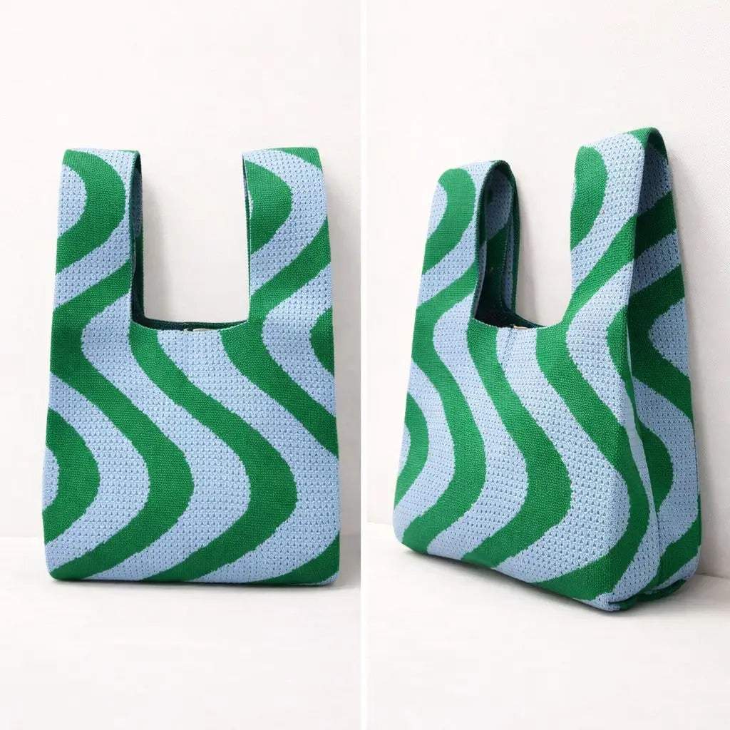 Green and Blue Sunset Swirl Knitted Bag