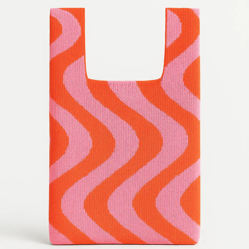 Pink and Orange Sunset Swirl Knitted Bag