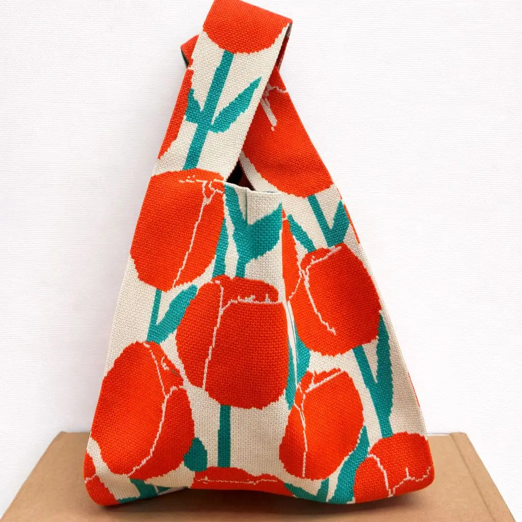 Orange Tulip Daydream Knitted Bag