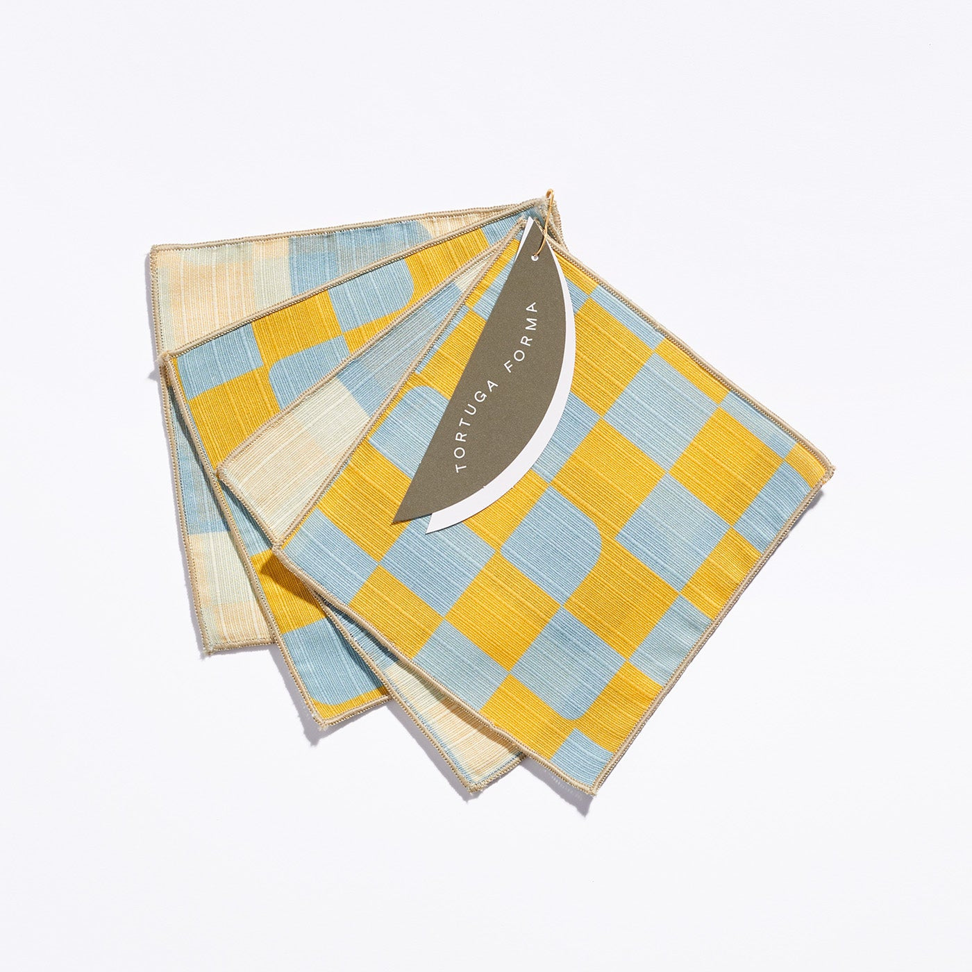 Checker Cocktail Napkins in Sky, stacked