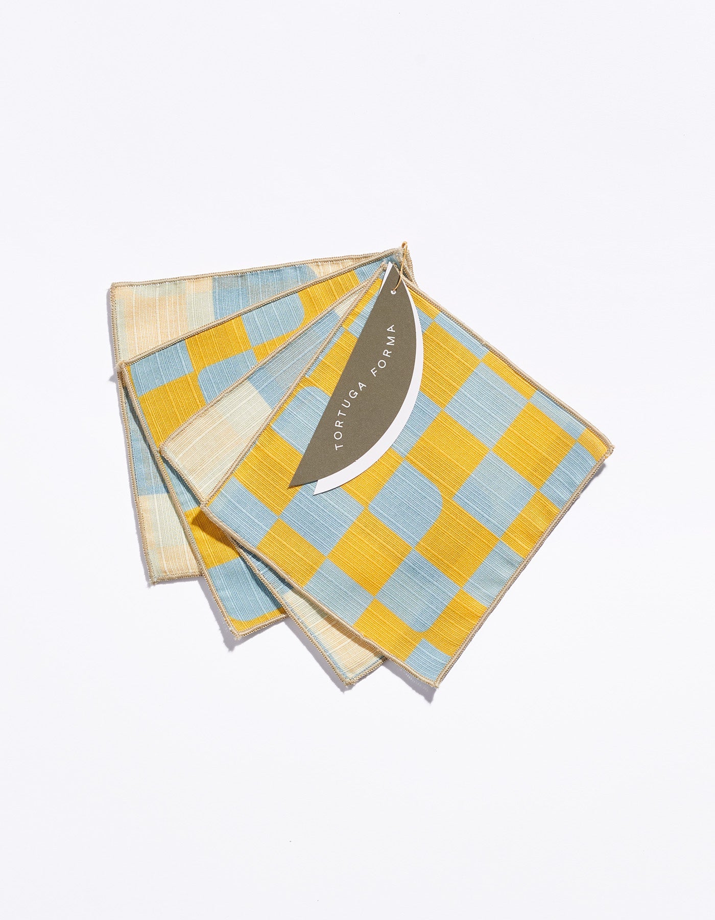 Checker Cocktail Napkins in Sky, stacked