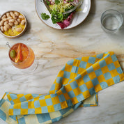 Checker Dinner Napkins - Sky