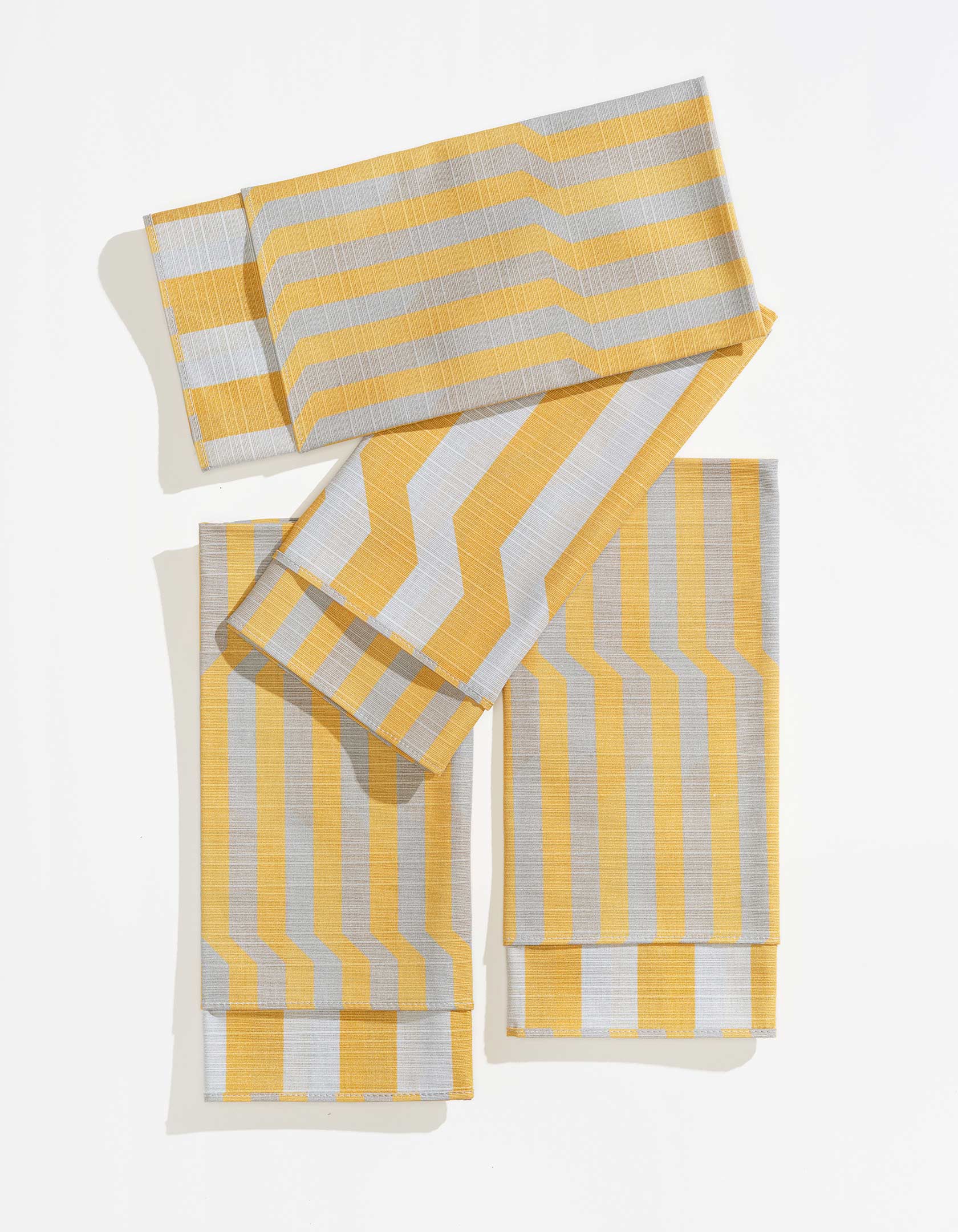 Stripe Dinner Napkins in Stonecrop, stacked