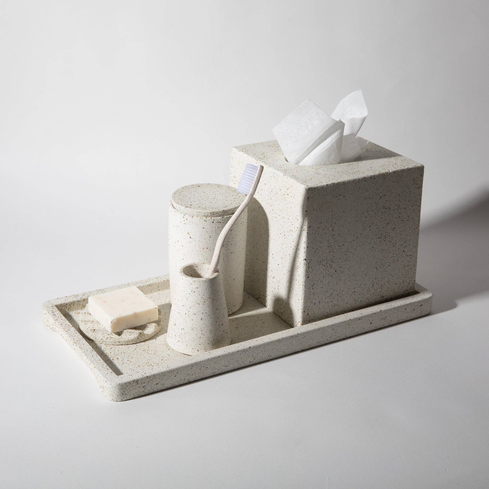 White Terrazzo Tissue Box Cover detail