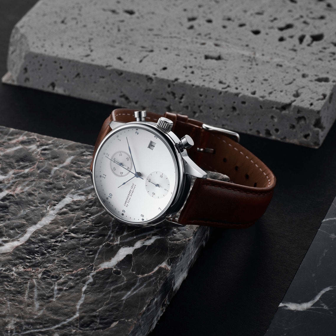 1815 Chronograph White, polished case detail