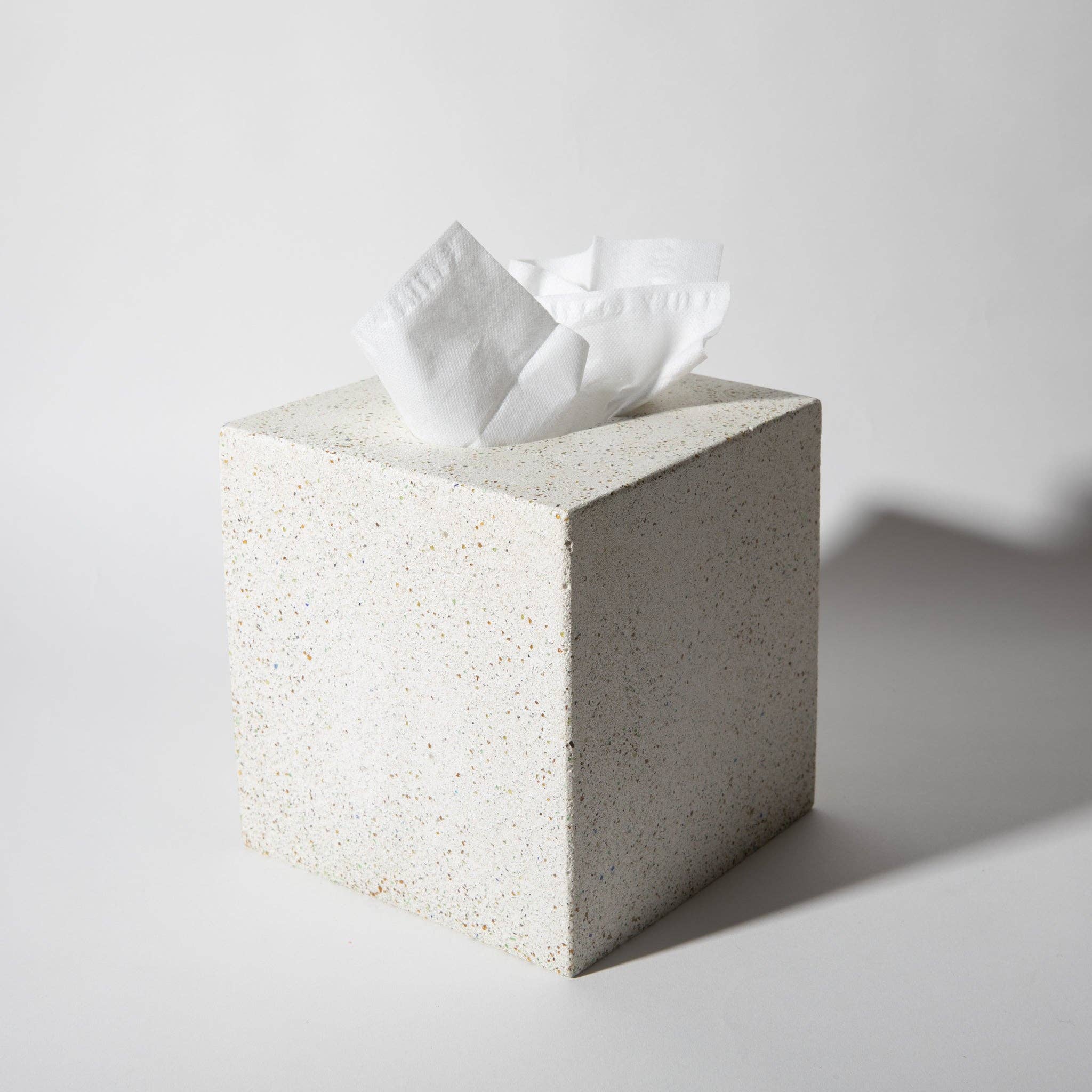 Tissue Box Cover - White Terrazzo