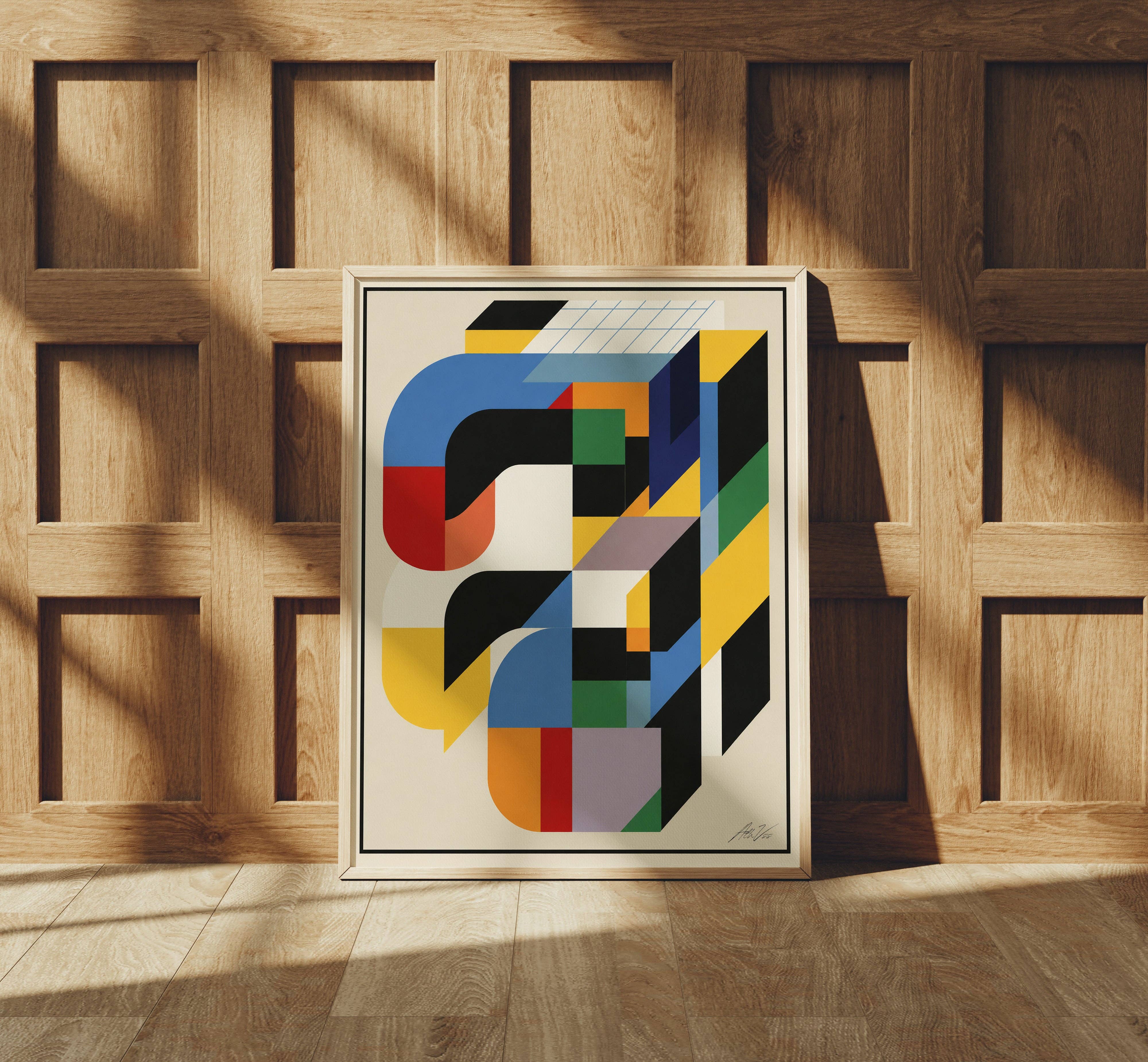 Corner detail of the Construct No. 02 print showing the archival cotton rag paper