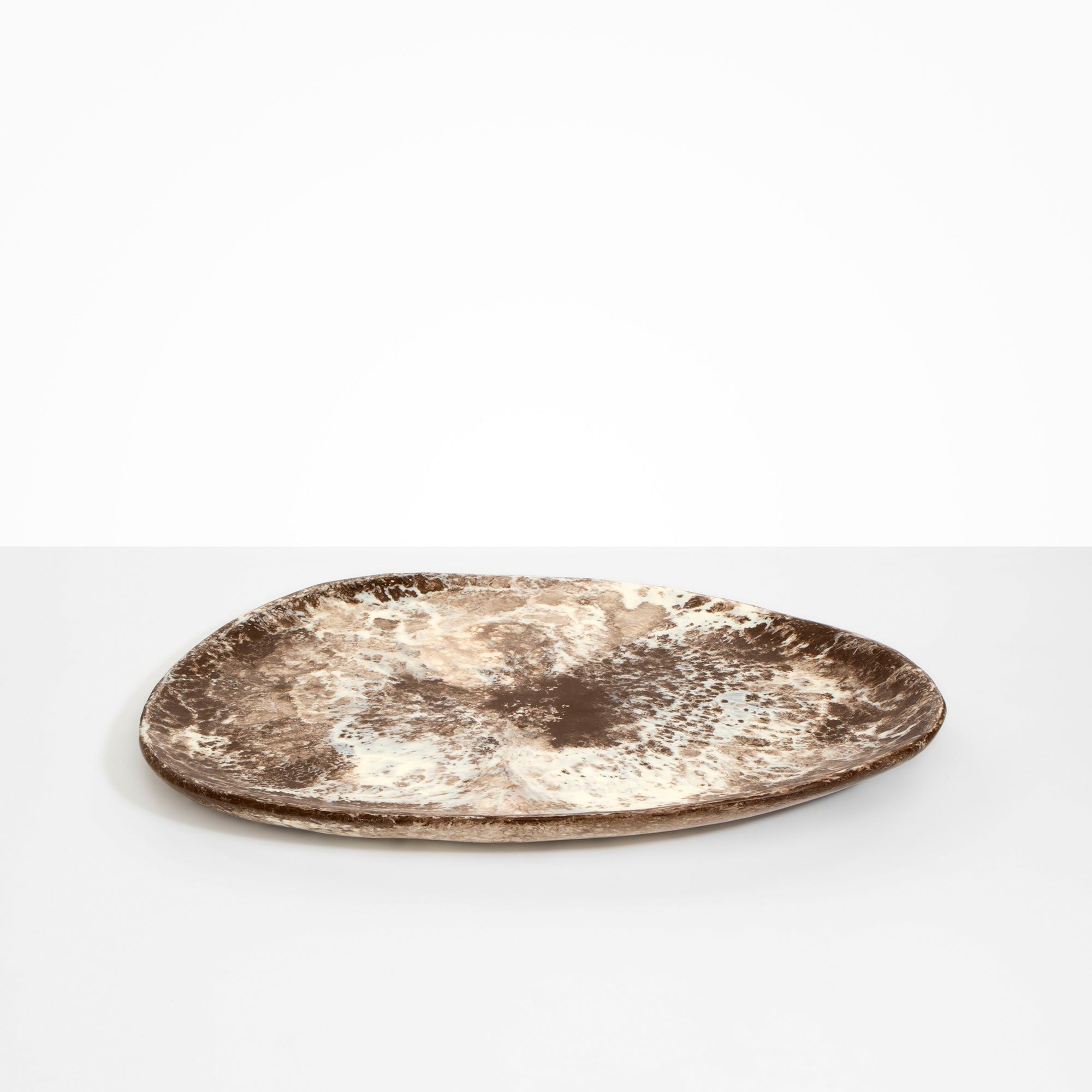 Large Pebble Platter in Cappuccino by Dinosaur Designs, hand-cast resin
