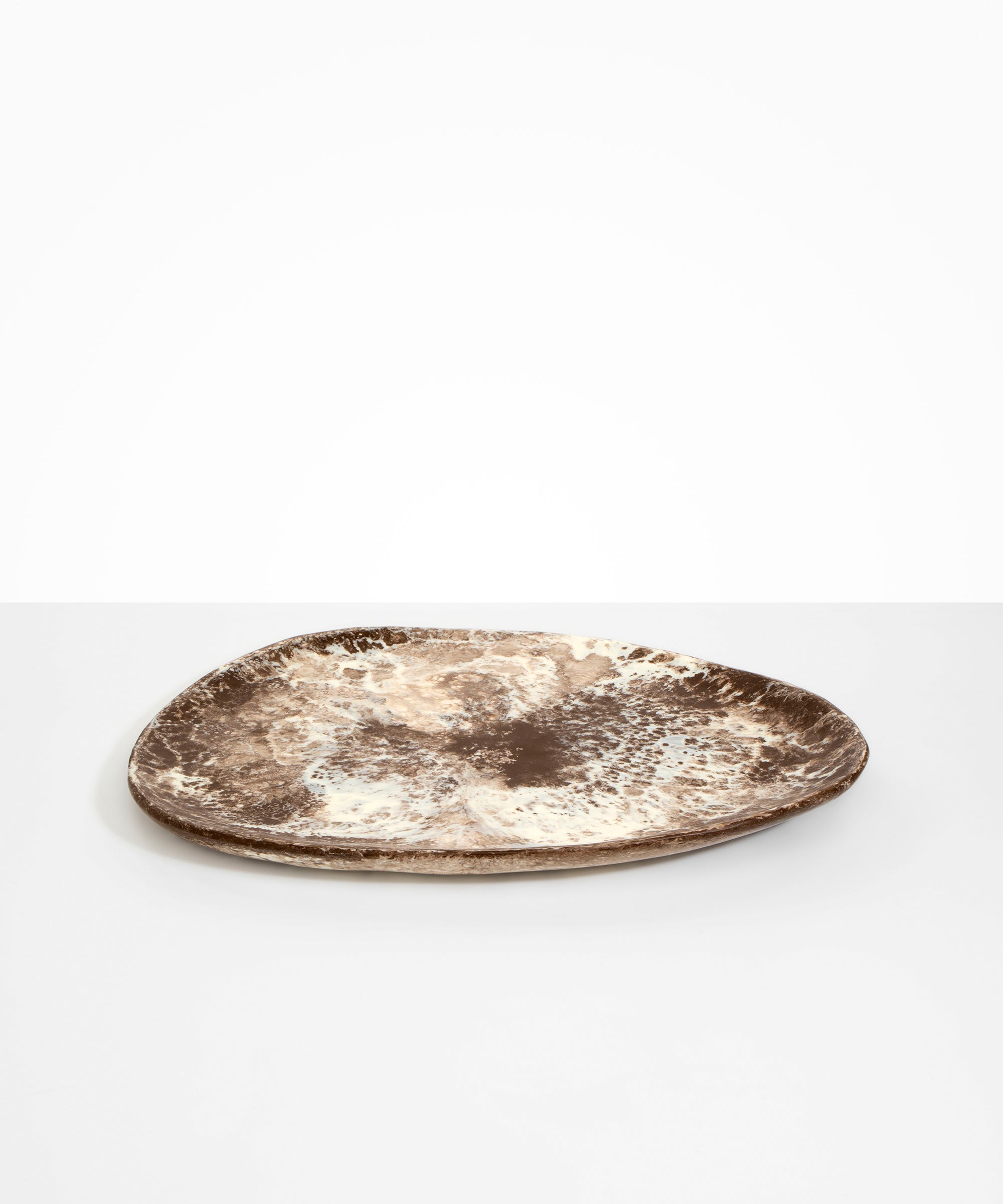 Large Pebble Platter in Cappuccino by Dinosaur Designs, hand-cast resin