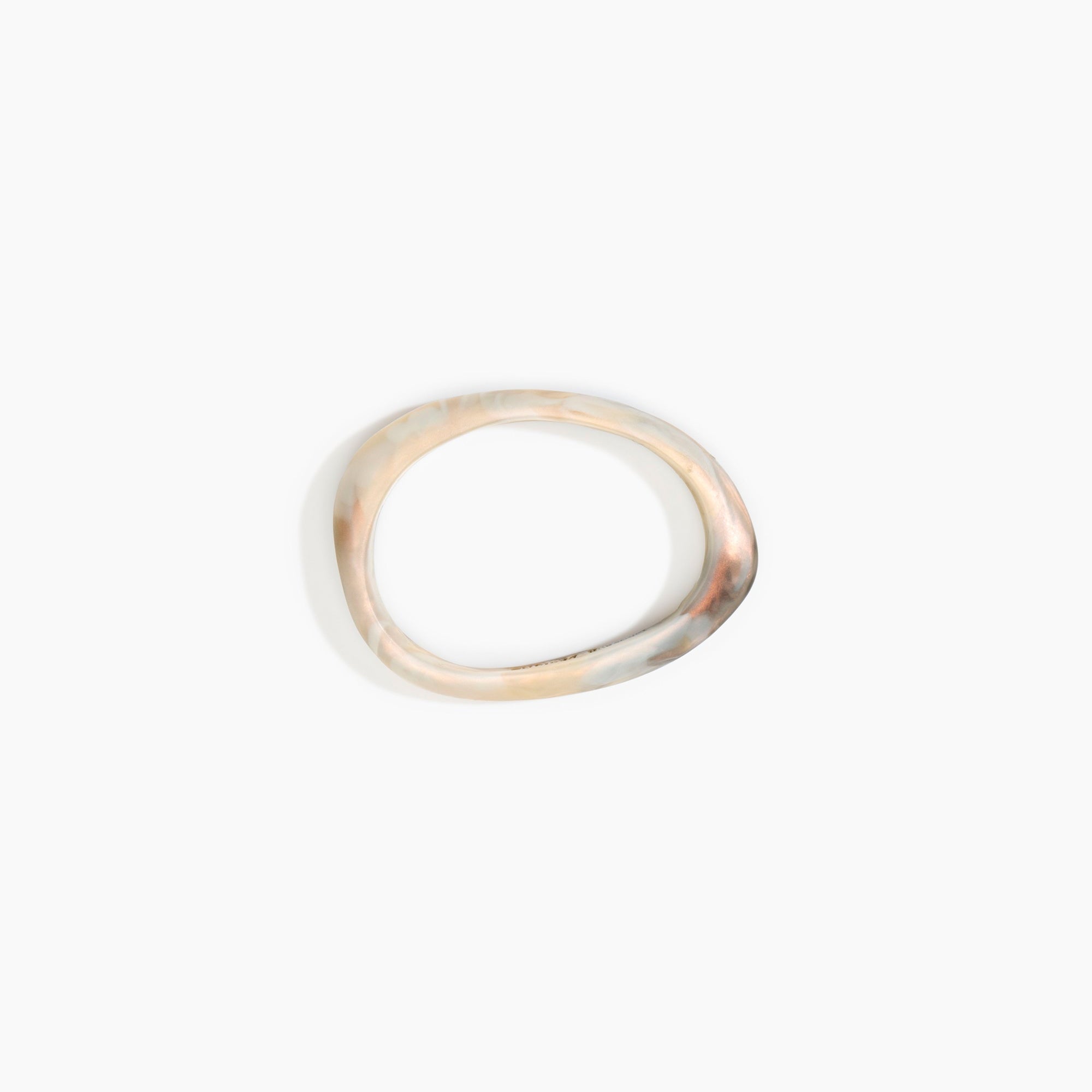Rock Wishbone Bangle Wide in Sandy Pearl by Dinosaur Designs, hand-cast resin
