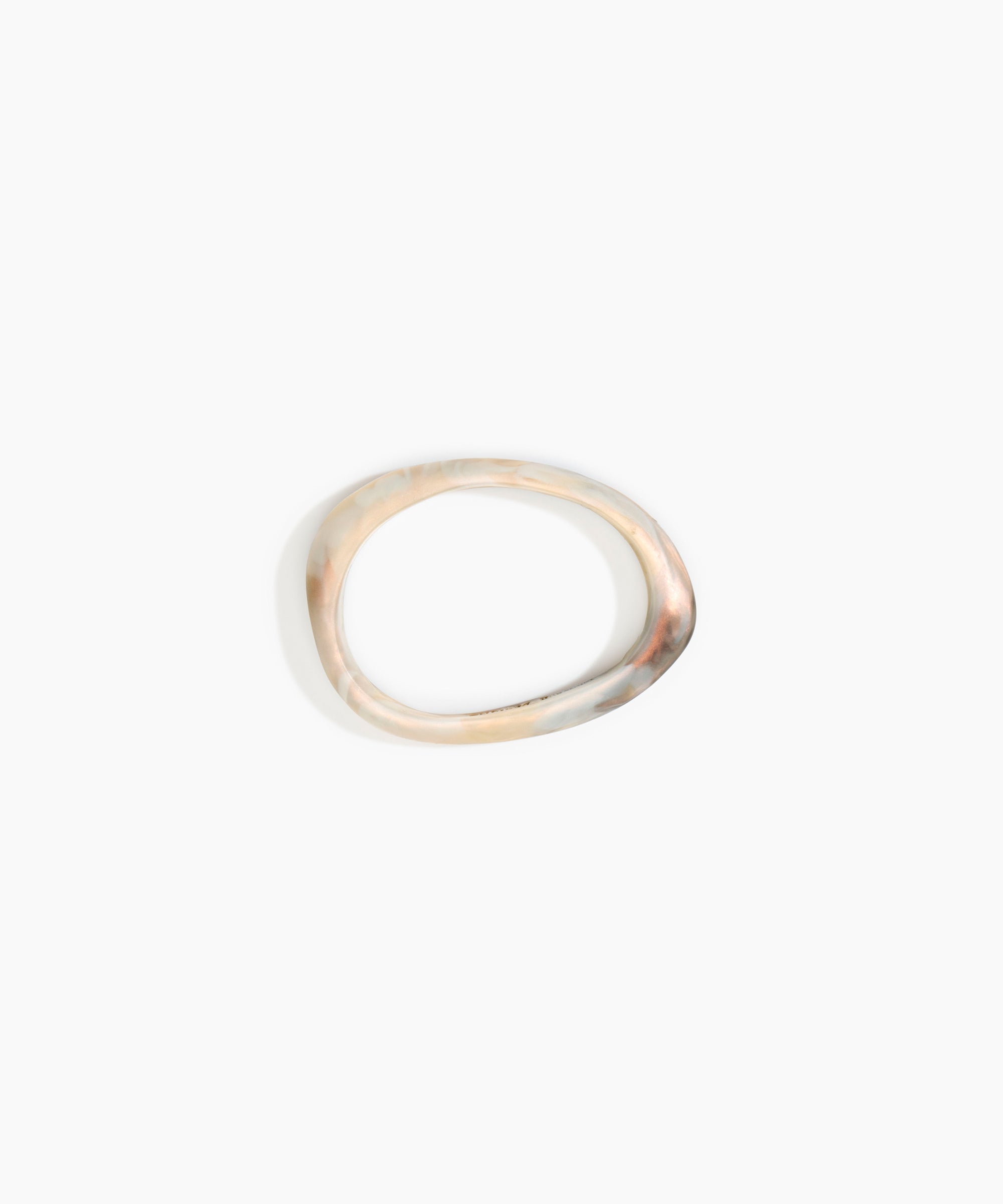Rock Wishbone Bangle Wide in Sandy Pearl by Dinosaur Designs, hand-cast resin