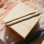 So Niice Ebb and Flow Bracelet in cream glass tila beads with gold-filled rounds
