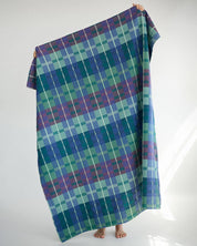 Mungo Picnic Blanket in Mirage, a blue, green and purple check