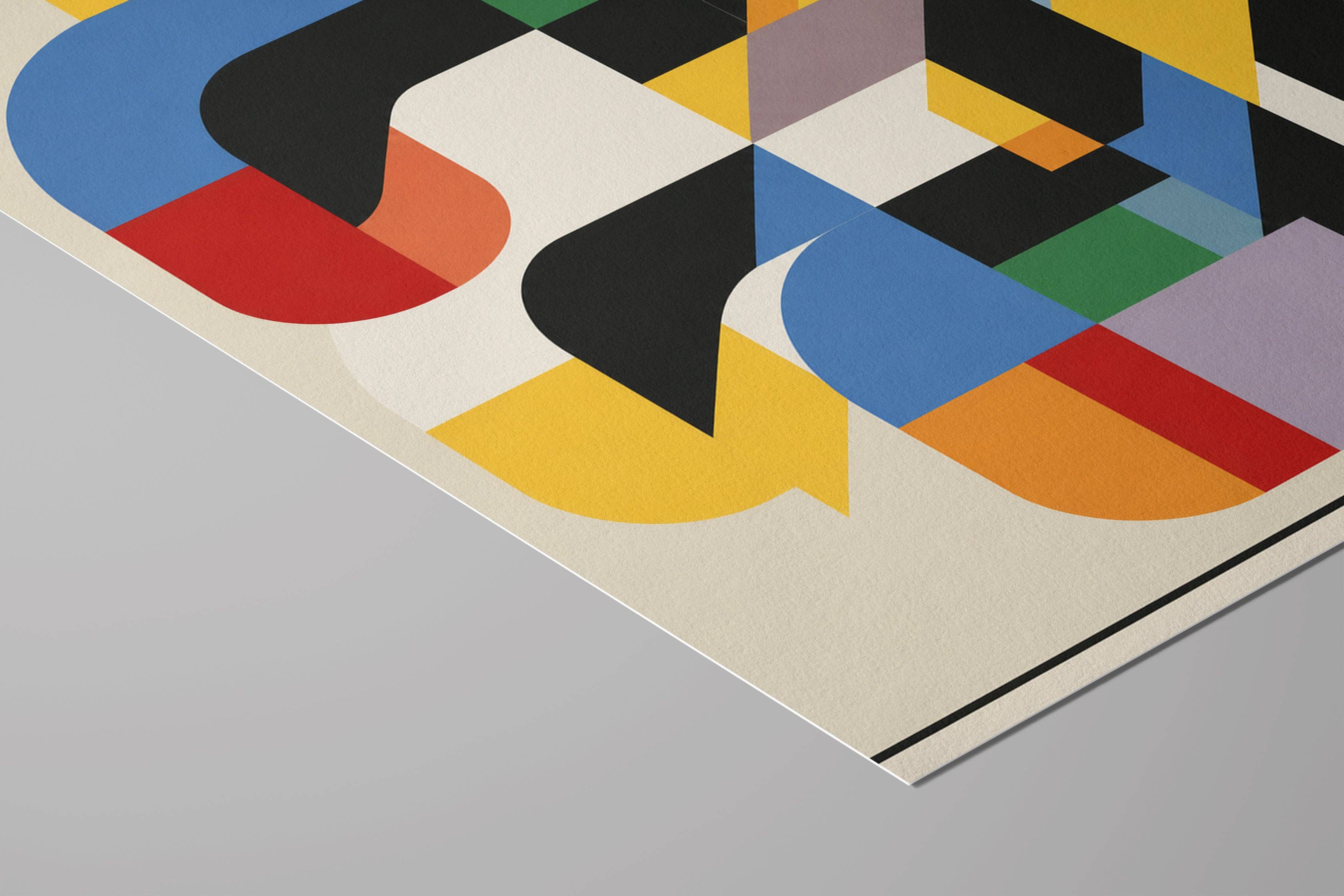 Detail of the Construct No. 02 print showing the geometric shapes and color blocking
