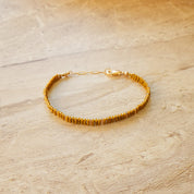 So Niice Happy Place Bracelet in chartreuse Miyuki glass beads with gold-filled pipes