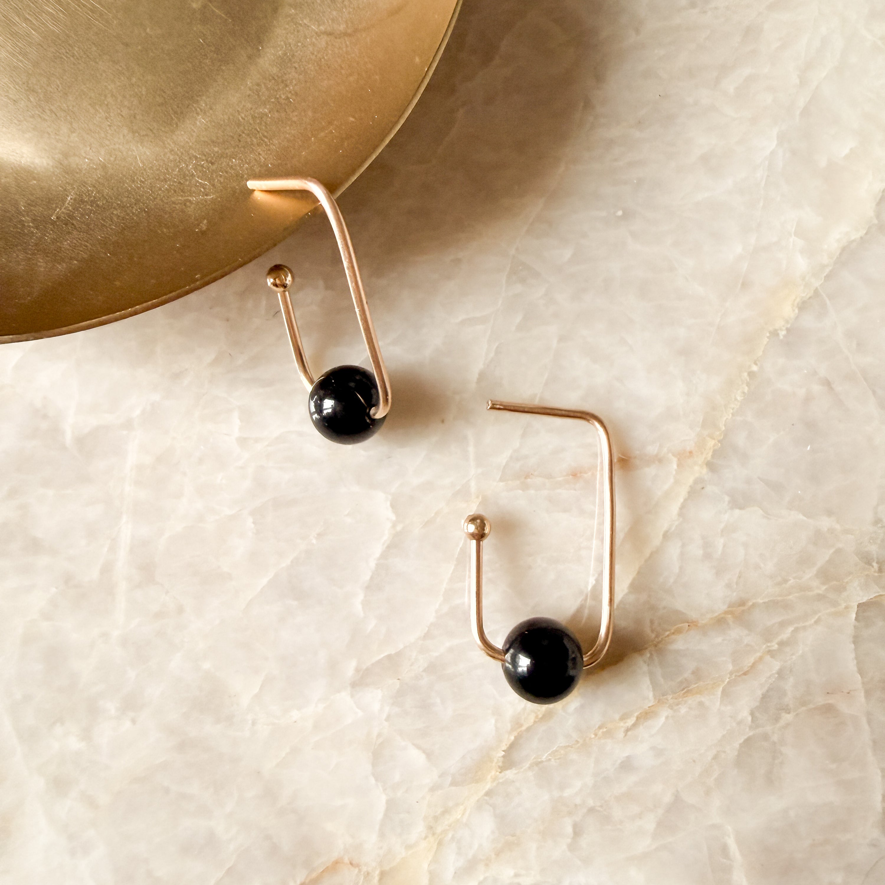 So Niice Lakas Earrings with genuine black obsidian beads