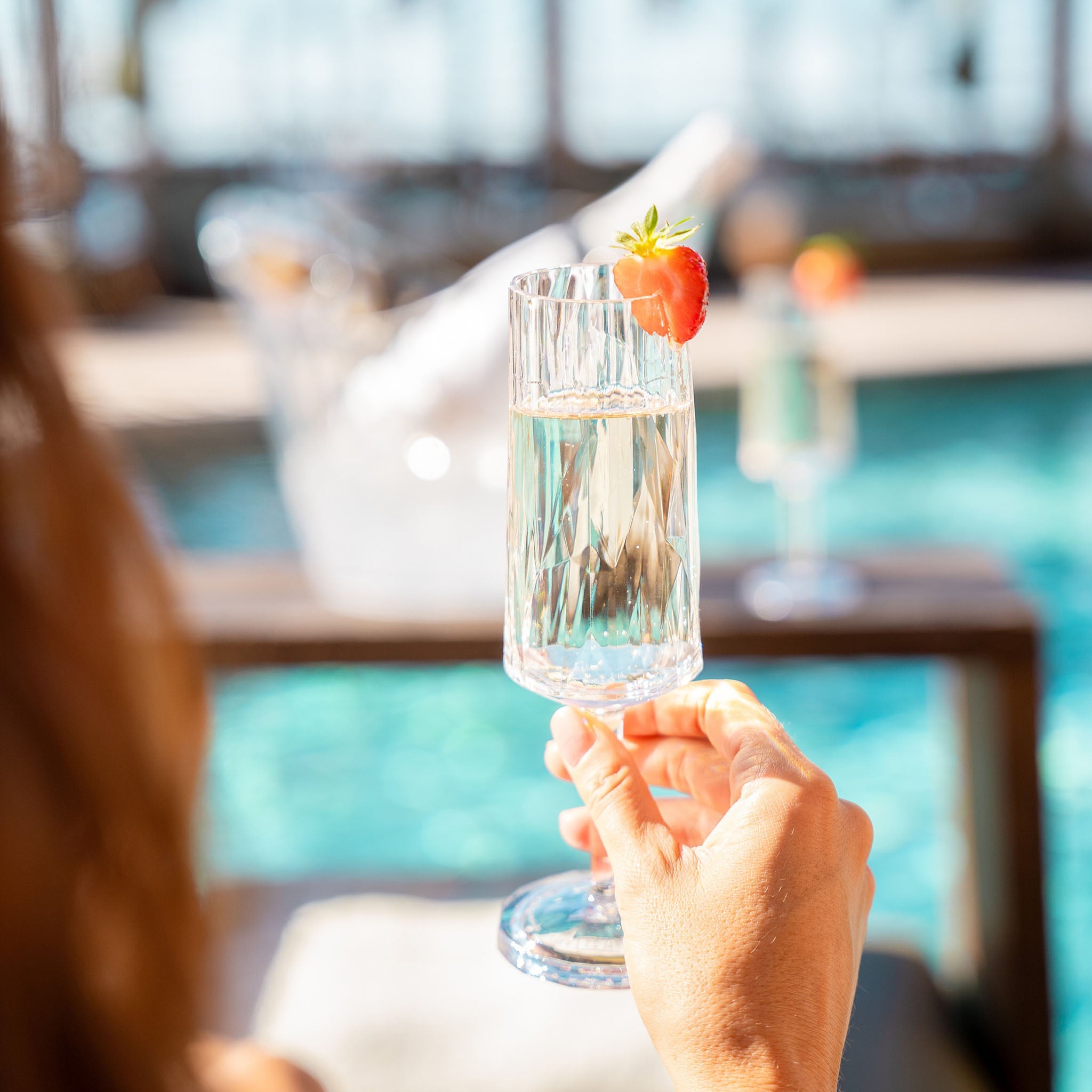 koziol Superglas CLUB No. 14 champagne glass, lifestyle